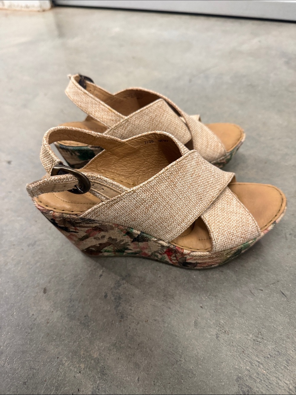 Born Taupe Crisscross Wedge Sandals - Picture 2 of 5
